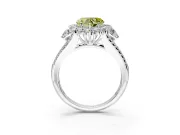 Halo Engagement Ring Setting for Fancy Yellow Heart-Shaped Center with Two-Strand Split Shank and Prong Head in Sterling Silver
