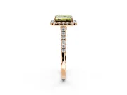 Halo Engagement Ring Setting for Fancy Yellow Princess Cut Center with Narrowing Pave Band and Prong Head in Rose Gold