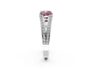 Split Shank Engagement Ring Setting for Fancy Pink Cushion Cut Center with Pave Split Shank and Prong Head in Sterling Silver