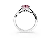 Solitaire Engagement Ring Setting for Fancy Pink Round Cut Center with Plain Bypass Twist Band and Prong Head in Sterling Silver