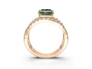 Solitaire Engagement Ring Setting for Fancy Green Princess Cut Center with Wide-Open Split Shank and Prong Head in Rose Gold