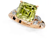 Solitaire Engagement Ring Setting for Fancy Yellow Asscher Cut Center with Marquise Accent Twist Band and Prong Head in Rose Gold