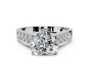 Solitaire Engagement Ring Setting for Heart-Shaped Center with Cathedral Channel Band and Prong Head in Platinum