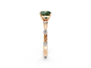 Solitaire Engagement Ring Setting for Fancy Green Cushion Cut Center with Bezel Station Band and Prong Head in Rose Gold