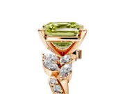 Solitaire Engagement Ring Setting for Fancy Yellow Asscher Cut Center with Marquise Accent Twist Band and Prong Head in Rose Gold