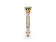 Solitaire Engagement Ring Setting for Fancy Yellow Cushion Cut Center with Domed Multi-Row Pave Band and Prong Head in Rose Gold