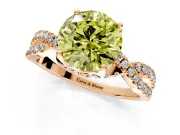 Solitaire Engagement Ring Setting for Fancy Yellow Round Cut Center with Narrow Twist Pave Band and Prong Head in Rose Gold