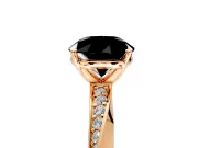 Side Accent Engagement Ring Setting for Fancy Black Round Cut Center with Accent Shoulders and Prong Head in Rose Gold