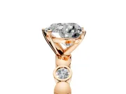 Solitaire Engagement Ring Setting for Heart-Shaped Center with Beaded Bezel Station Band and Prong Head in Rose Gold