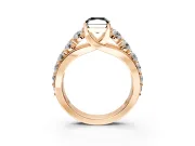 Solitaire Engagement Ring Setting for Fancy Black Radiant Cut Center with Graduated Shared Prongs and Prong Head in Rose Gold
