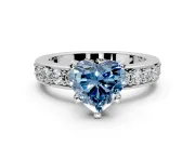 Solitaire Engagement Ring Setting for Fancy Blue Heart-Shaped Center with Channel-Set Accents and Prong Head in Platinum