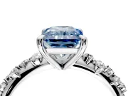 Solitaire Engagement Ring Setting for Fancy Blue Radiant Cut Center with Trailing Leaf Accent Band and Prong Head in Sterling Silver