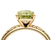 Solitaire Engagement Ring Setting for Fancy Yellow Radiant Cut Center with Scrollwork Band and Prong Head in Yellow Gold