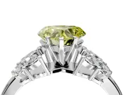 Leaf Cluster Engagement Ring Setting for Fancy Yellow Heart-Shaped Center with Marquise Accents and Prong Head in Platinum