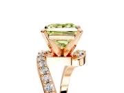 Solitaire Engagement Ring Setting for Fancy Yellow Princess Cut Center with Pave Bypass Swirl Band and Prong Head in Rose Gold