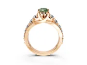 Solitaire Engagement Ring Setting for Fancy Green Pear-Shaped Center with Graduated Shared Prongs and Prong Head in Rose Gold