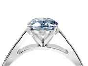 Solitaire Engagement Ring Setting for Fancy Blue Oval Center with Tapered Split Shoulders and Prong Head in Platinum