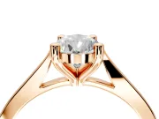 Solitaire Engagement Ring Setting for Pear-Shaped Center with Tapered Shoulders and Prong Head in Rose Gold