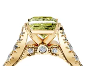 Solitaire Engagement Ring Setting for Fancy Yellow Princess Cut Center with Pave Cathedral Shoulders and Prong Head in Yellow Gold