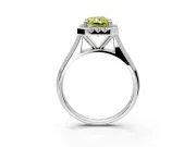 Halo Engagement Ring Setting for Fancy Yellow Radiant Cut Center with Square Band and Prong Head in Platinum
