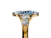 5 Stone Engagement Ring Setting for Fancy Blue Marquise Center with Equal Close-Set Accents and Prong Head in Yellow Gold