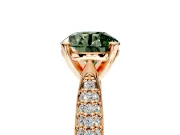 Solitaire Engagement Ring Setting for Fancy Green Round Cut Center with Multi-Row Accents and Prong Head in Rose Gold