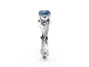 Solitaire Engagement Ring Setting for Fancy Blue Cushion Cut Center with Pave and Plain Crossover Band and Prong Head in Sterling Silver