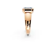 Solitaire Engagement Ring Setting for Fancy Blue Emerald Cut Center with Wide Band and Bezel Head in Rose Gold