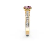 Solitaire Engagement Ring Setting for Fancy Pink Round Cut Center with Channel Band and Double Claw Prong Head in Yellow Gold