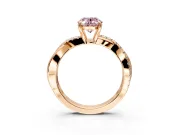 Crossover Engagement Ring Setting for Fancy Pink Oval Center with Pave and Plain Strands and Prong Head in Rose Gold