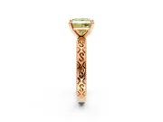 Solitaire Engagement Ring Setting for Fancy Yellow Princess Cut Center with Scrollwork Band and Prong Head in Rose Gold
