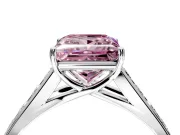 Solitaire Engagement Ring Setting for Fancy Pink Princess Cut Center with Cathedral Channel Band and Prong Head in White Gold
