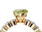 Shared-Prong Engagement Ring Setting for Fancy Yellow Heart-Shaped Center with Graduated Accents and Prong Head in Yellow Gold