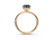 Hidden Halo Engagement Ring Setting for Fancy Green Round Cut Center with Thin Rounded Band and Prong Head in Rose Gold