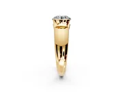 Tension Engagement Ring Setting for Round Cut Center with Wide Flat Band and Tension Head in Yellow Gold