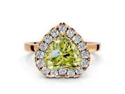 Halo Engagement Ring Setting for Fancy Yellow Heart-Shaped Center with Thin Plain Band and Prong Head in Rose Gold