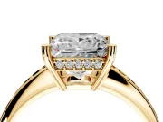 Solitaire Engagement Ring Setting for Princess Cut Center with Channel-Set Accent Band and Prong Head in Yellow Gold
