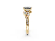 Solitaire Engagement Ring Setting for Emerald Cut Center with Marquise Accent Twist Band and Prong Head in Yellow Gold