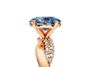 Solitaire Engagement Ring Setting for Fancy Blue Oval Center with Pave and Plain Crossover and Basket Head in Rose Gold