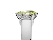 Solitaire Engagement Ring Setting for Fancy Yellow Pear-Shaped Center with Wide Band, Pave Collar and Prong Head in Platinum