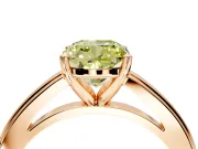 Solitaire Engagement Ring Setting for Fancy Yellow Cushion Cut Center with Flat-Sided Plain Band and Prong Head in Rose Gold