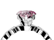 Solitaire Engagement Ring Setting for Fancy Pink Heart-Shaped Center with Milgrain Bezel Accents and Prong Head in White Gold