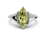 Tension Engagement Ring Setting for Fancy Yellow Marquise Center with Wide Tapered Band and Tension Head in Sterling Silver