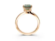 Solitaire Engagement Ring Setting for Fancy Green Princess Cut Center with Raised Channel Band and Prong Head in Rose Gold