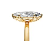 Low-Set Solitaire Engagement Ring Setting for Marquise Center with Thin Plain Band and Prong Head in Yellow Gold