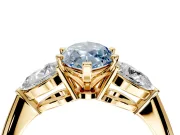 3 Stone Engagement Ring Setting for Fancy Blue Marquise Center with Large Pear-Shaped Accents and Prong Head in Yellow Gold