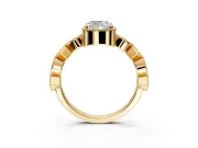 Milgrain Bezel Engagement Ring Setting for Cushion Cut Center with Marquise Stations and Bezel Head in Yellow Gold