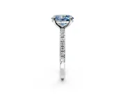 Solitaire Engagement Ring Setting for Fancy Blue Oval Center with Fine Pave Narrow Band and Prong Head in Platinum