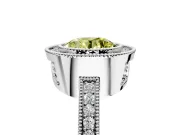 Halo Engagement Ring Setting for Fancy Yellow Round Cut Center with Milgrain Halo, Pave Band and Prong Head in Sterling Silver