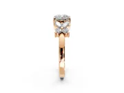 Floral Engagement Ring Setting for Cushion Cut Center with Marquise Cluster Shoulders and Prong Head in Rose Gold